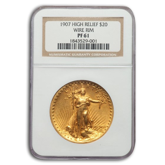 1907 $20 Saint-Gaudens Gold High Relief Wire Rim PF-61 NGC 1907 $20 Saint-Gaudens Gold High Relief Wire Rim PF-61 NGC